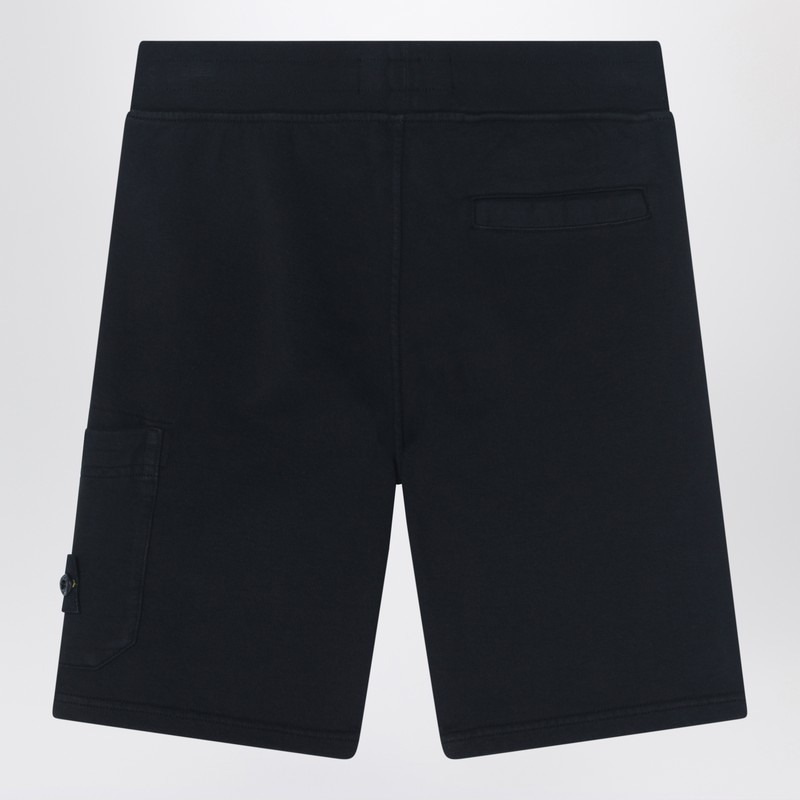 Stone Island Black Bermuda Shorts In Cotton In Black