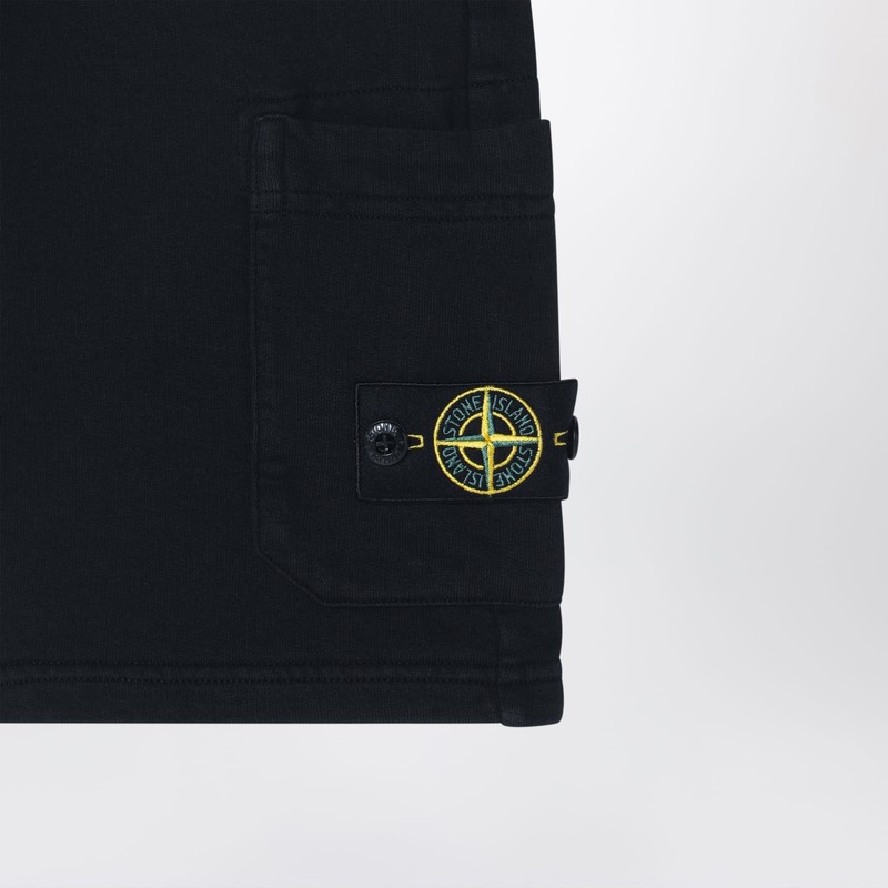 Stone Island Black Bermuda Shorts In Cotton In Black