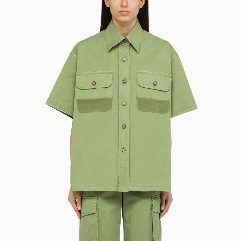 Pistachio-coloured over shirt in cotton
