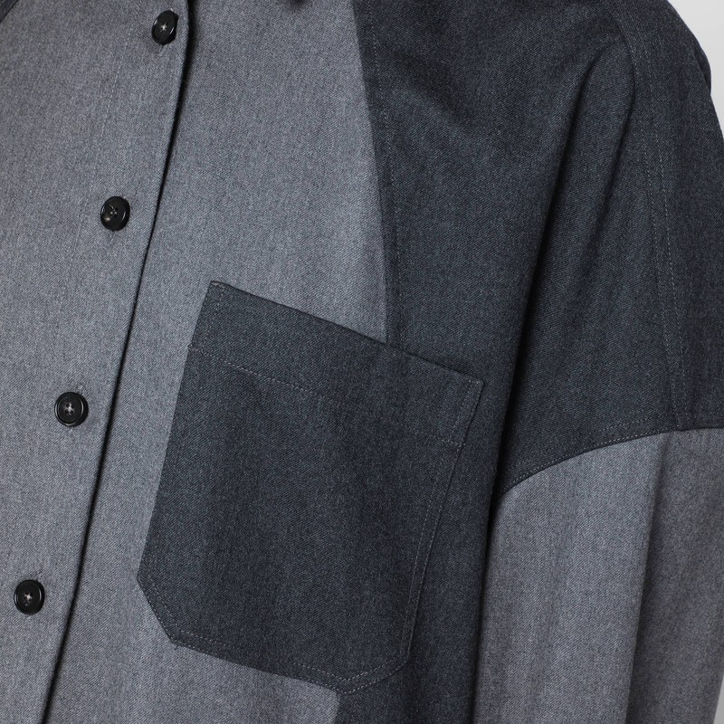 Stella Mccartney Oversized Gray Wool Shirt In Gray