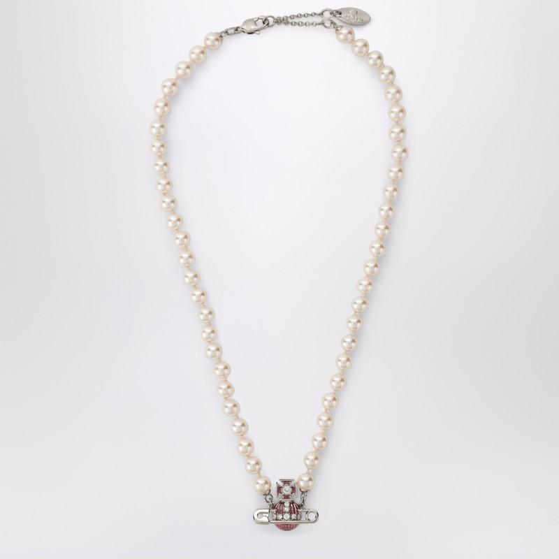 Kitty Pearl necklace with platinum finish