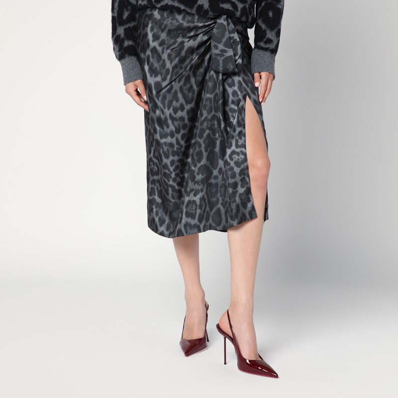 Leopard midi skirt with knot - Stella McCartney - Modalova