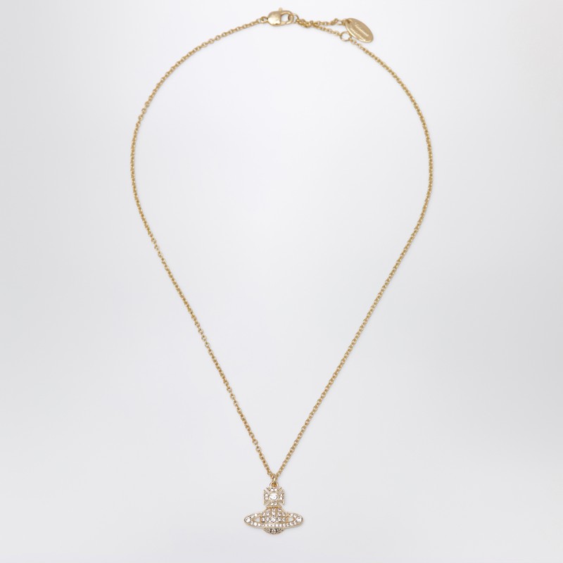 Orb pendant necklace in gold with crystals