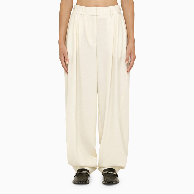 Cream wool baggy trousers