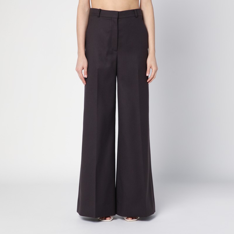 Stella mccartney hose mit weitem bein aus schokoladenfarbener wolle