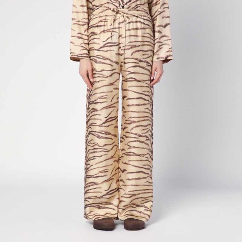 Silk pants with tiger print