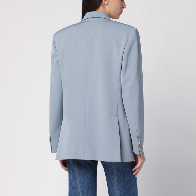 Stella Mccartney Light Grey Wool Double-breasted Jacket In Grey