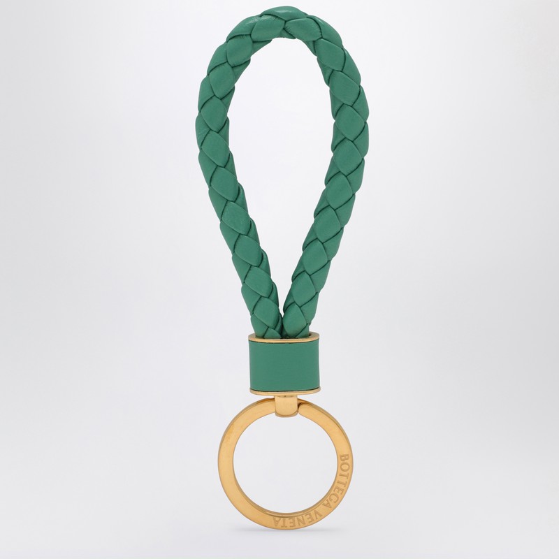 Bottega Veneta Mermaid Keyring In Woven Leather In Green