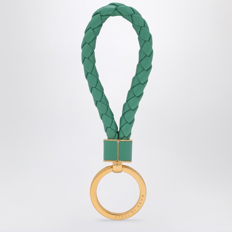 Bottega Veneta Mermaid Keyring In Woven Leather In Green