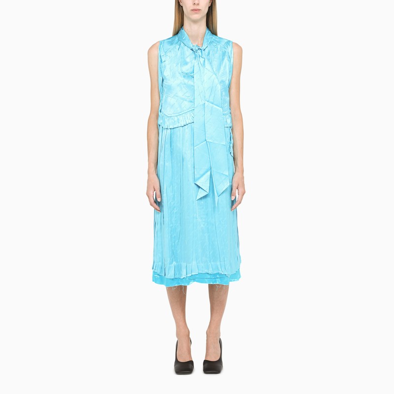 Light blue silk pleated dress