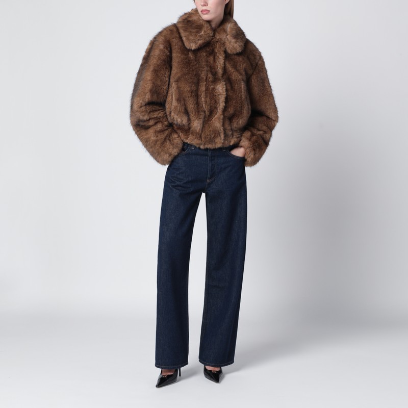 Stand Studio Brown Faux-fur Bomber In Brown