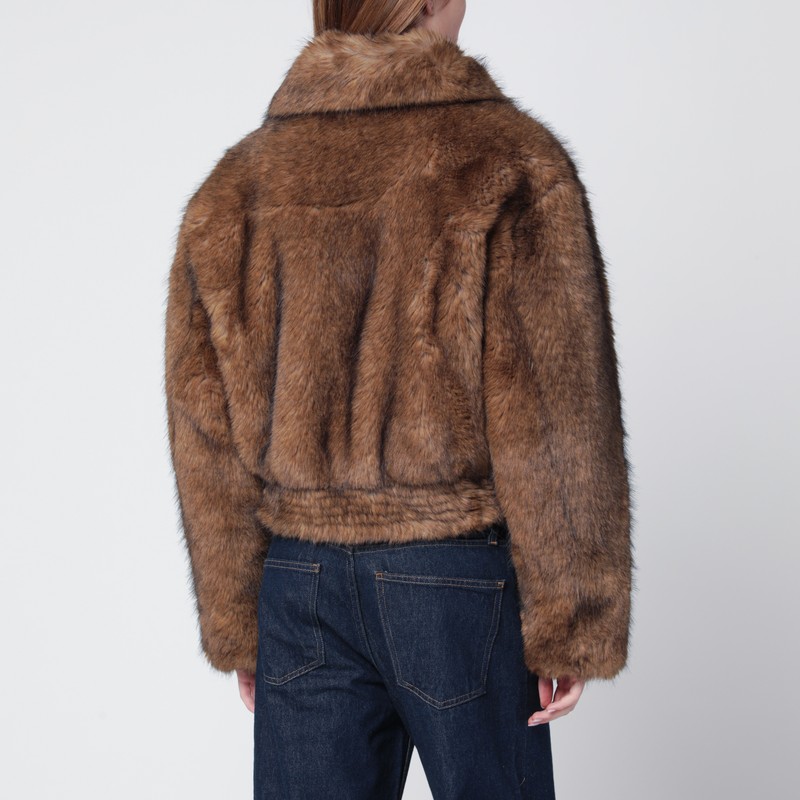 Stand Studio Brown Faux-fur Bomber In Brown