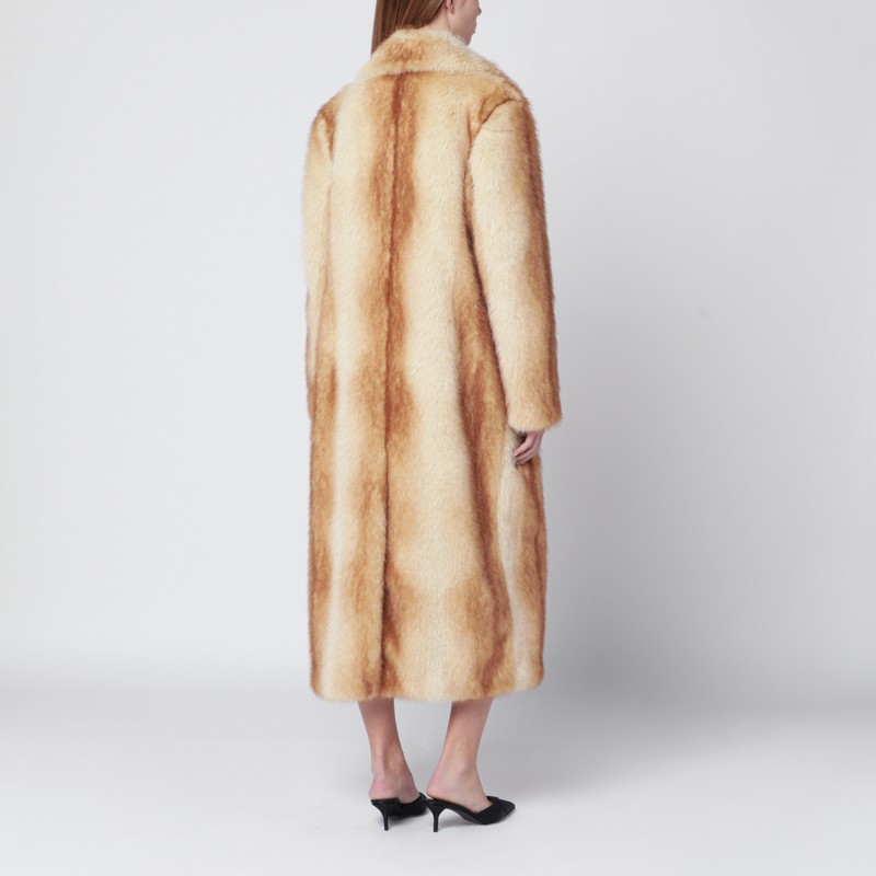 Stand Studio Beige/reddish-brown Nora Faux-fur Coat In Red