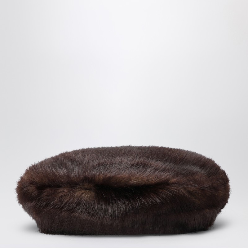 Solene beret in brown fur