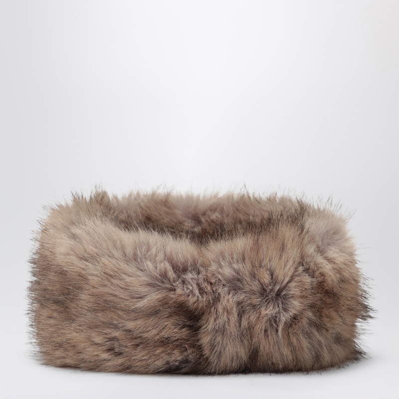 Stand Studio Zephyra Headband In Beige Fur In Brown