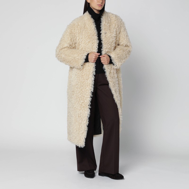 Stand Studio Light Beige Faux-fur Coat In Neutral