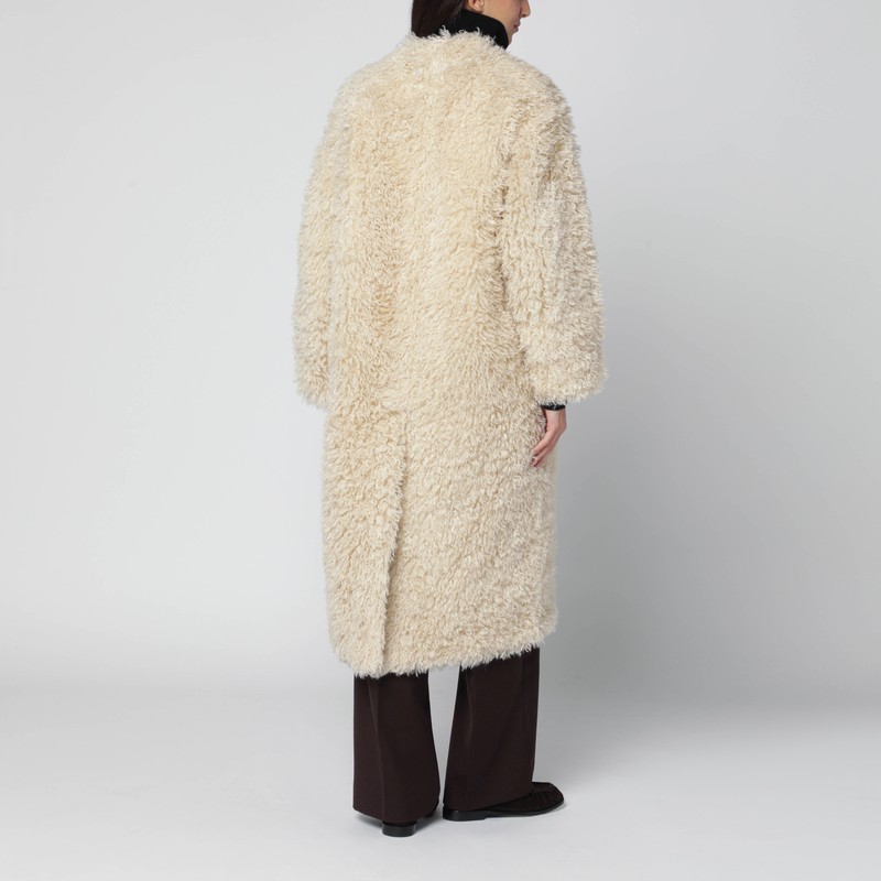Stand Studio Light Beige Faux-fur Coat In Neutral