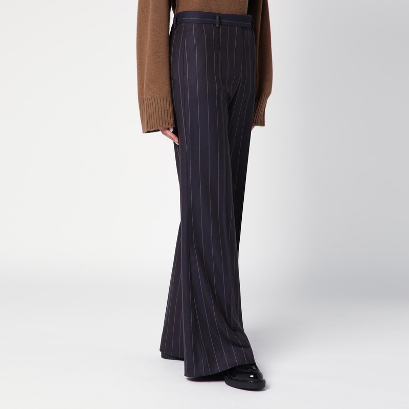 Quelledue Pinstripe Wool-blend Tailored Pants In Blue