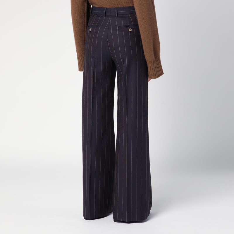 Quelledue Pinstripe Wool-blend Tailored Pants In Blue