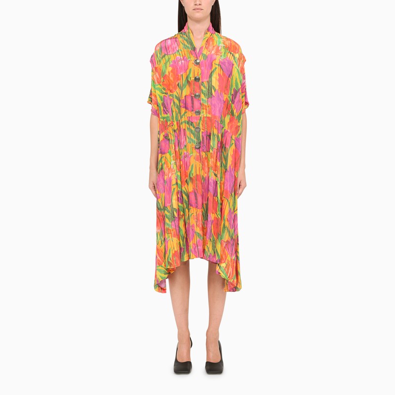 Yellow and purple flared dress