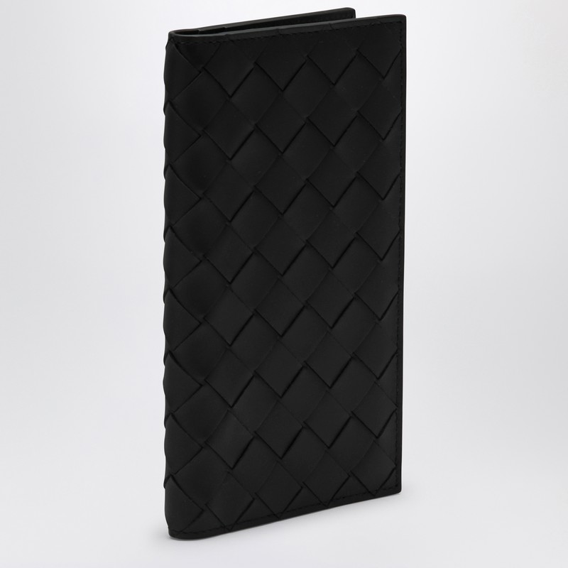Bottega Veneta Black Vertical Card Holder In Intrecciato In Black