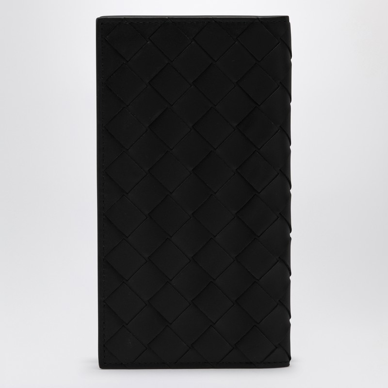 Bottega Veneta Black Vertical Card Holder In Intrecciato In Black