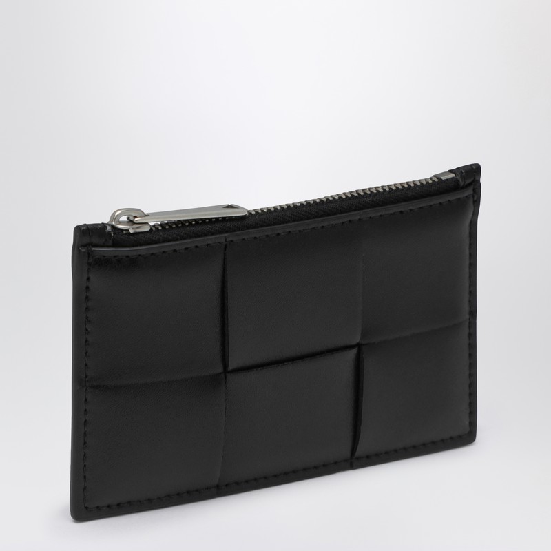 Card Holder with Black Intrecciato Zipper