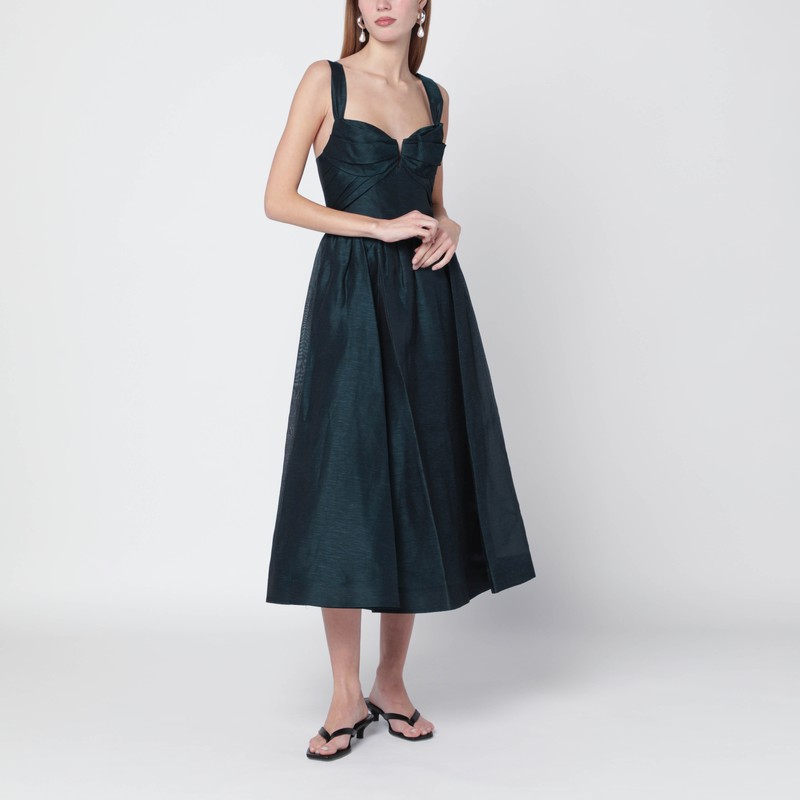 Zimmermann Rebellion Draped Midi Dress In Green