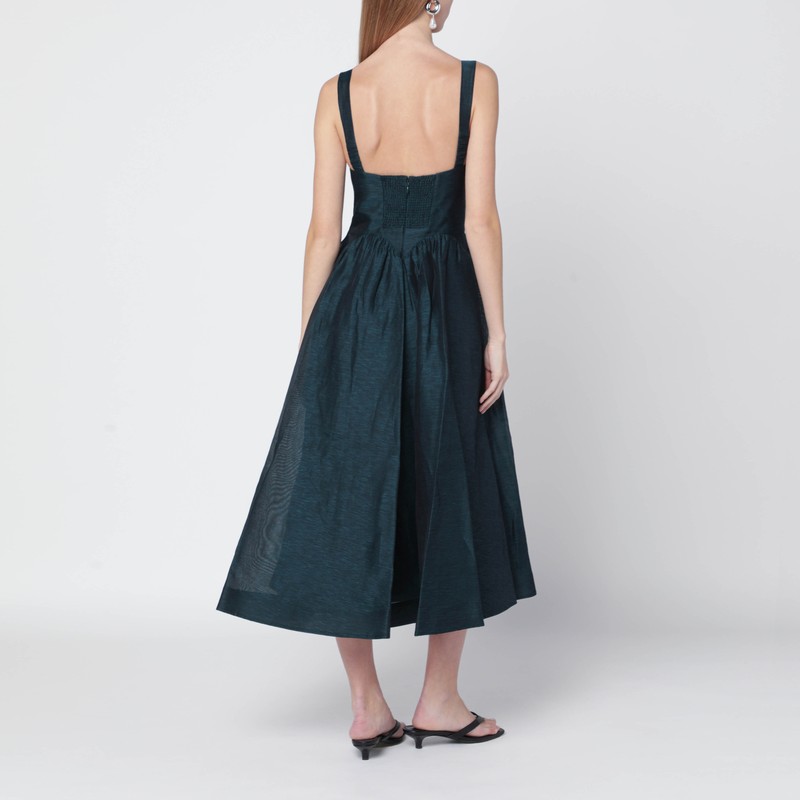 Zimmermann Rebellion Draped Midi Dress In Green