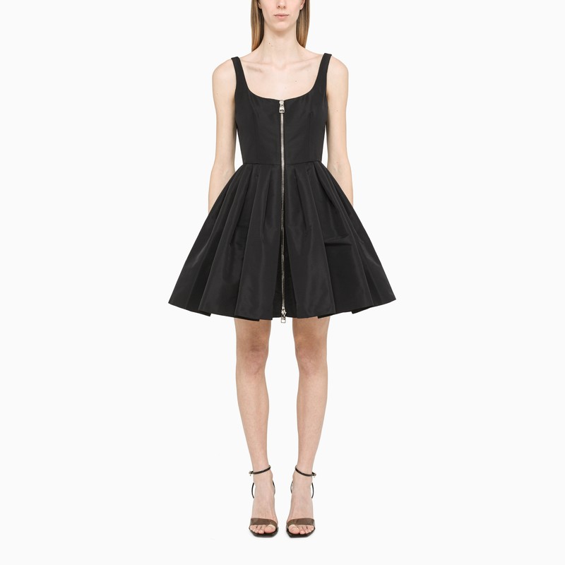 Black pleated shorts dress
