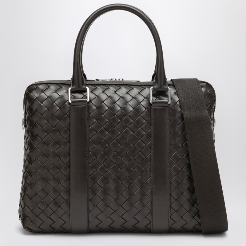 Shop Bottega Veneta Intrecciato Brown Small Business Bag