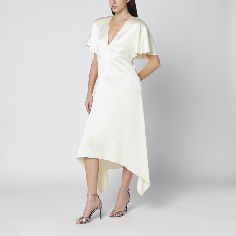 Butter-colored satin midi dress