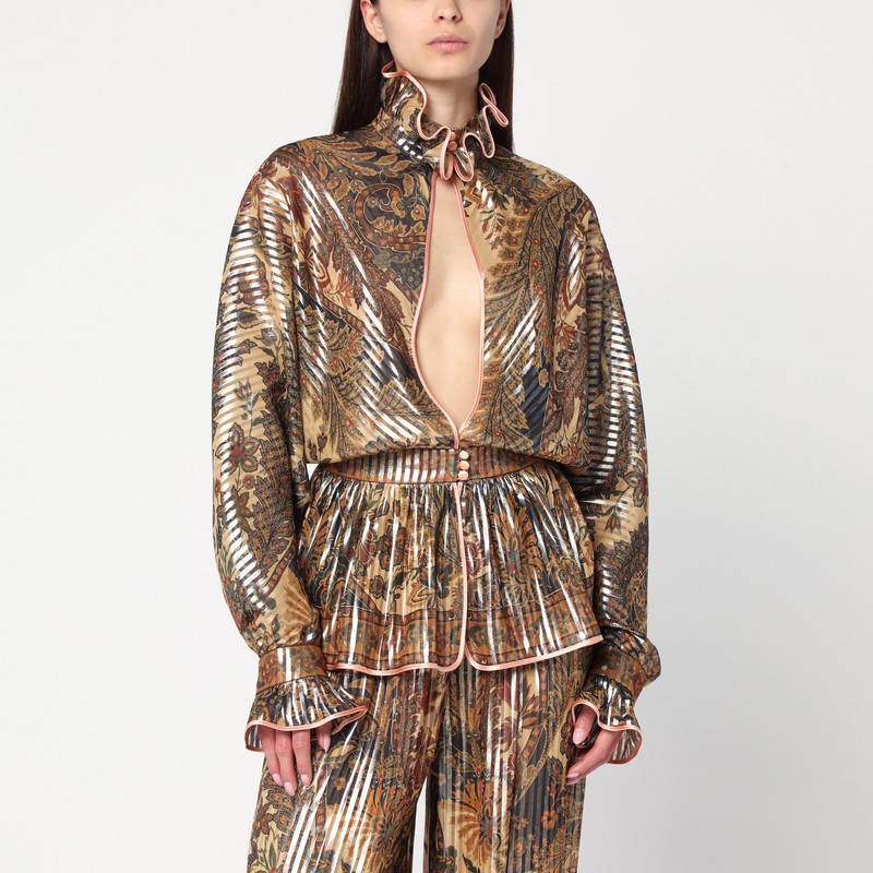 Loose pleated silk-blend shirt
