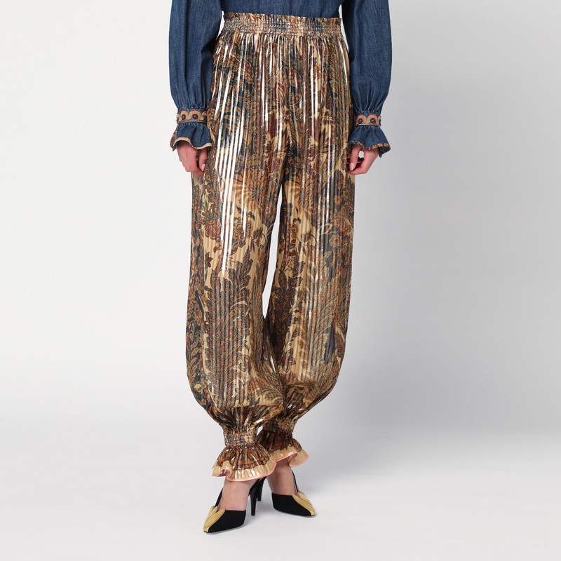 Pleated silk-blend trousers