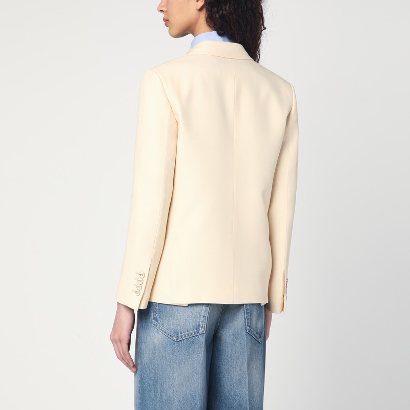 Valentino Wool And Silk Single-breasted Jacket In Beige