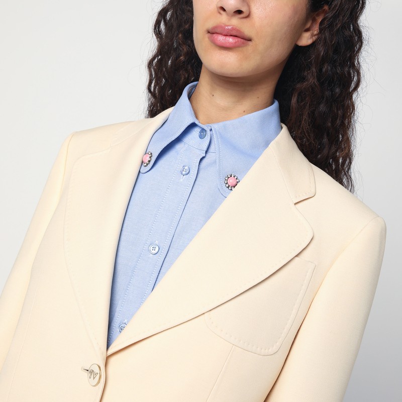 Valentino Wool And Silk Single-breasted Jacket In Beige