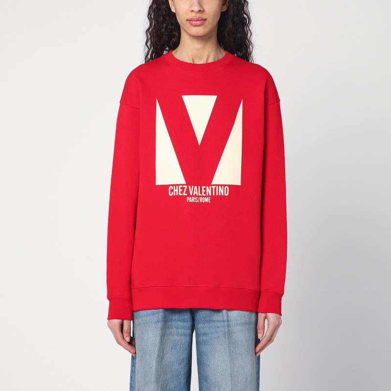 Red sweatshirt with Chez Valentino print