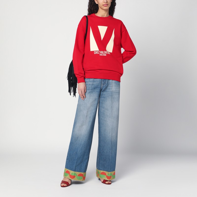 Valentino Chez Logo Print Sweatshirt In Red