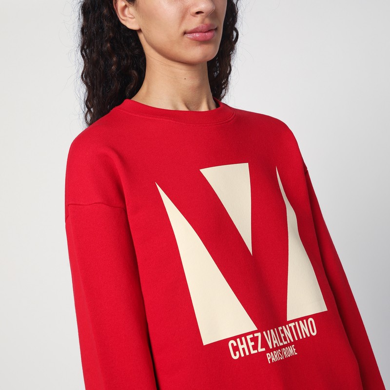 Valentino Chez Logo Print Sweatshirt In Red