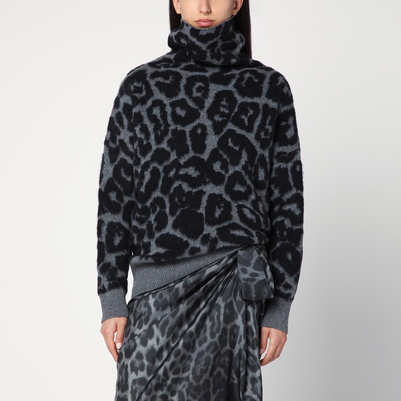 Leopard print turtleneck sweater in wool - Stella McCartney - Modalova