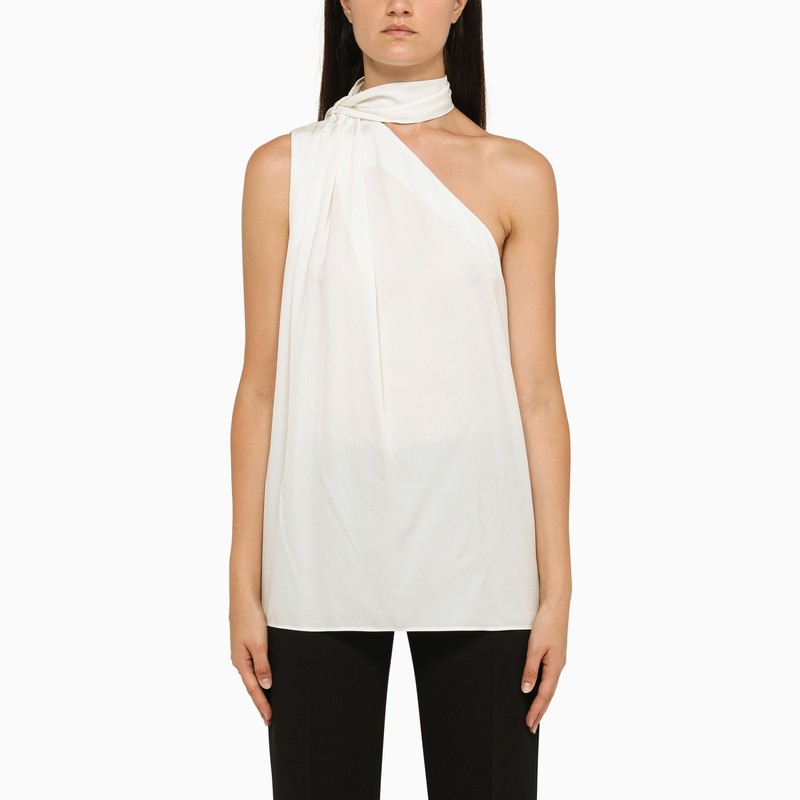 Cream asymmetric viscose top