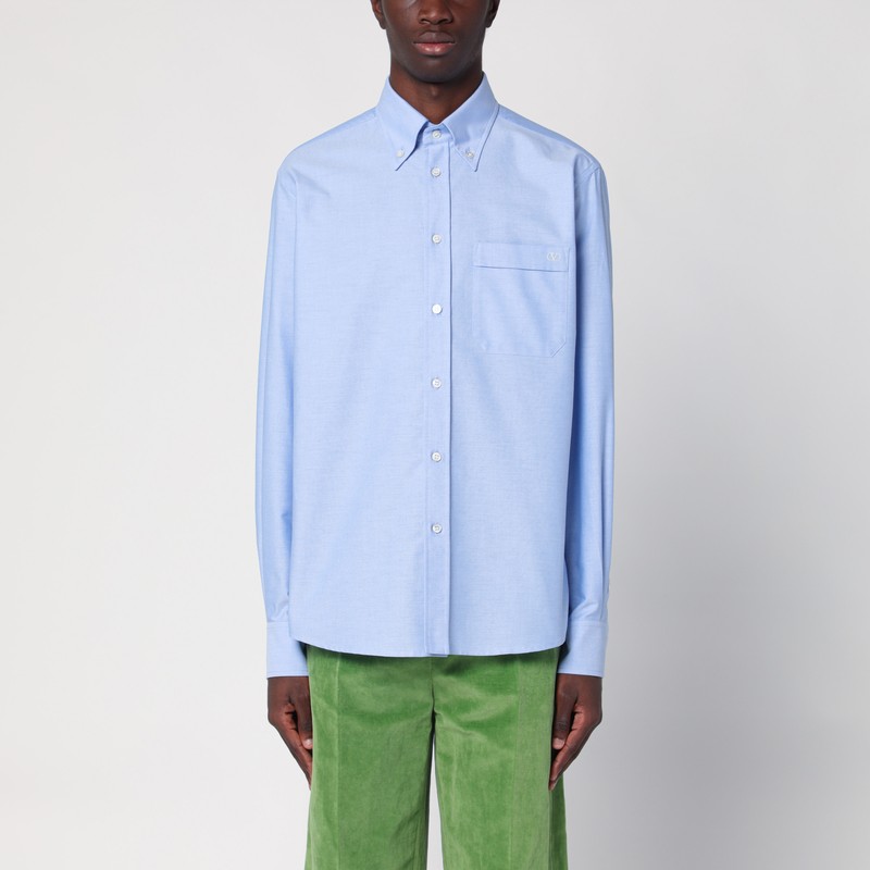 Valentino Camicia Maniche Lunghe Vlogo Signature Shirts Light Blue In Light Blue