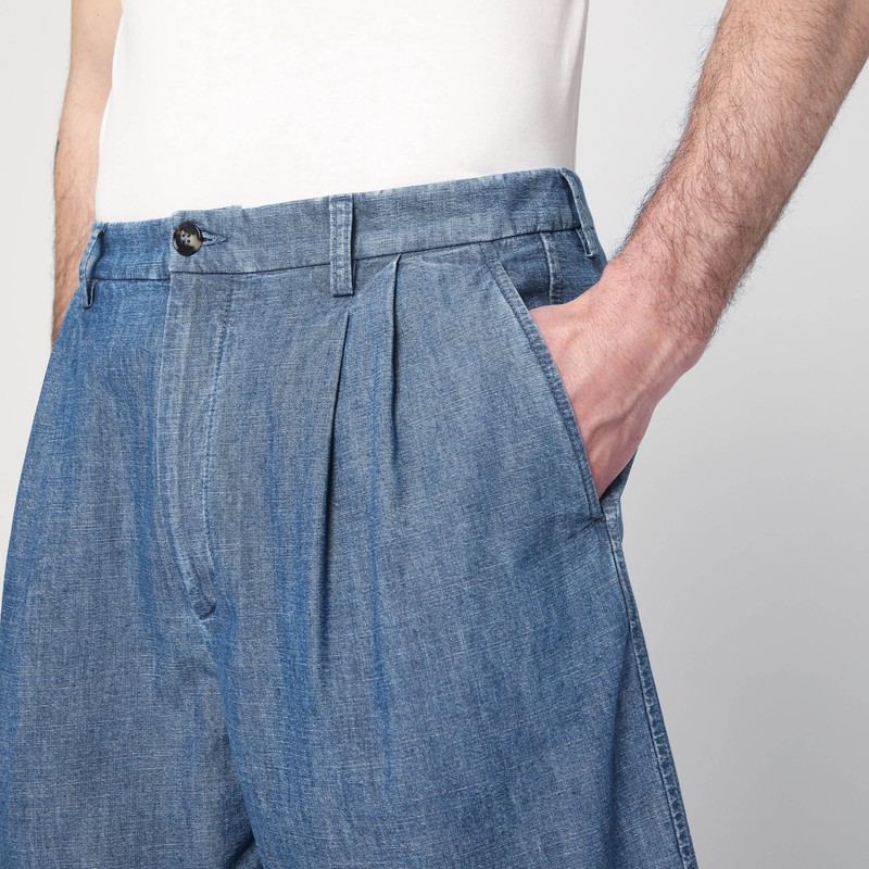 Valentino Jacquard-hem Denim Bermuda Shorts In Blue