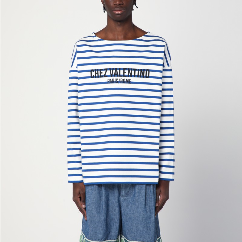 Valentino Chez Logo Long-sleeved Stripe T-shirt In Multicolor