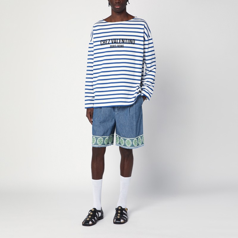 Valentino Chez Logo Long-sleeved Stripe T-shirt In Multicolor