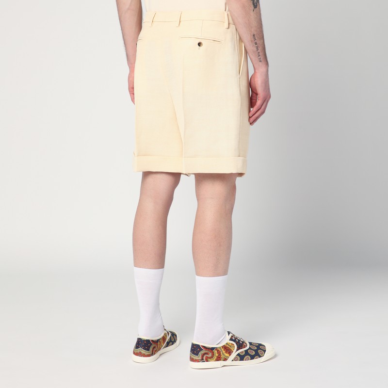 Valentino Butter-coloured Bermuda Shorts With Turn-ups In Beige