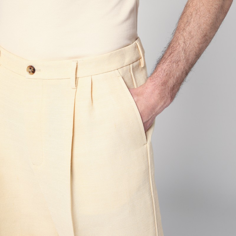 Valentino Butter-coloured Bermuda Shorts With Turn-ups In Beige