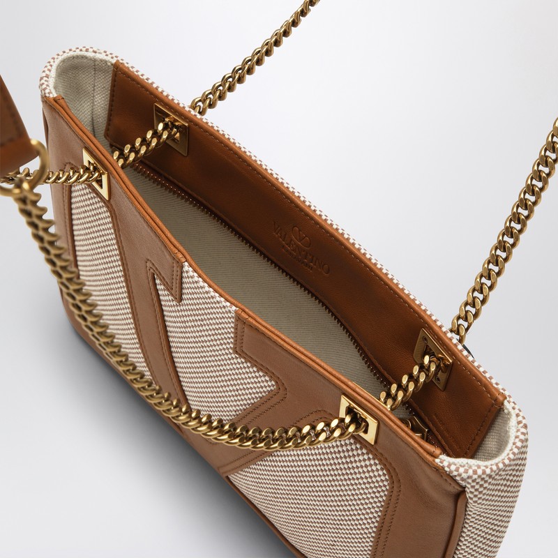 Valentino Small Viva Superstar Canvas Shoulder Bag In Beige