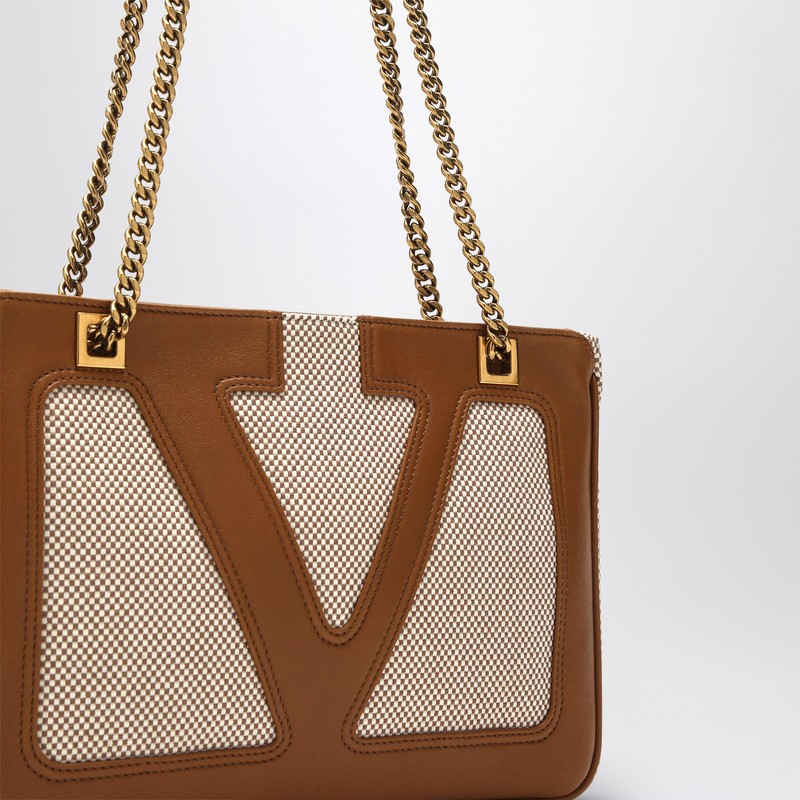 Valentino Small Viva Superstar Canvas Shoulder Bag In Beige