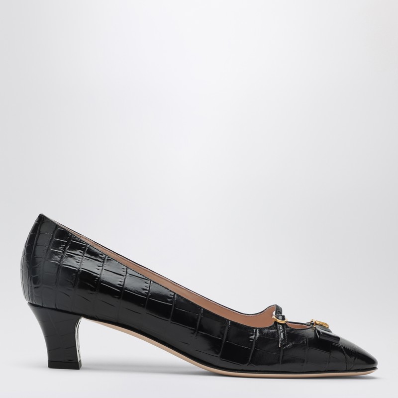 Bowow black crocodile-effect pump
